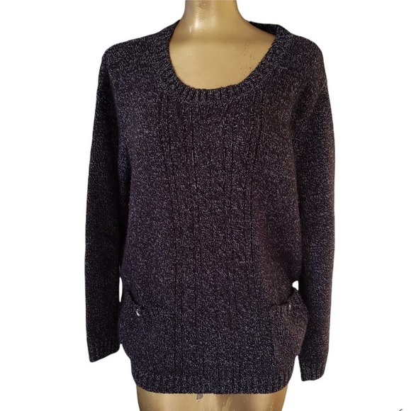 Karen Scott Deep Heather Purple Sweater With White Flecks Size 1X - Picture 1 of 11
